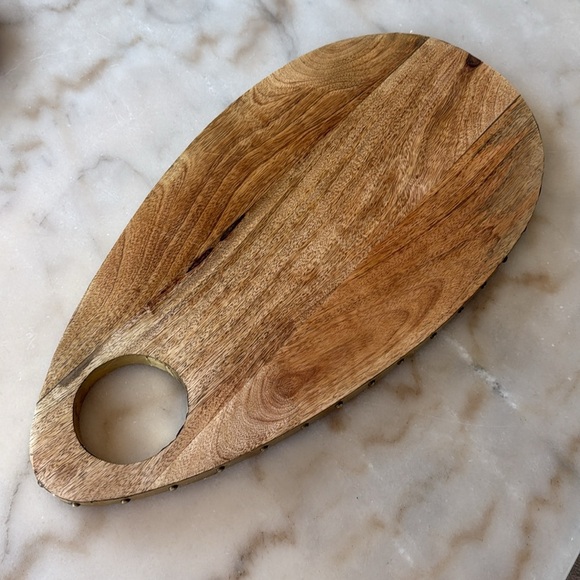 Natural Wood Cheese Board With Golden Edge Gold Accents - Picture 12 of 14
